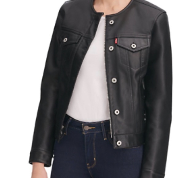 Levi’s faux leather collarless jacket - Picture 9 of 13